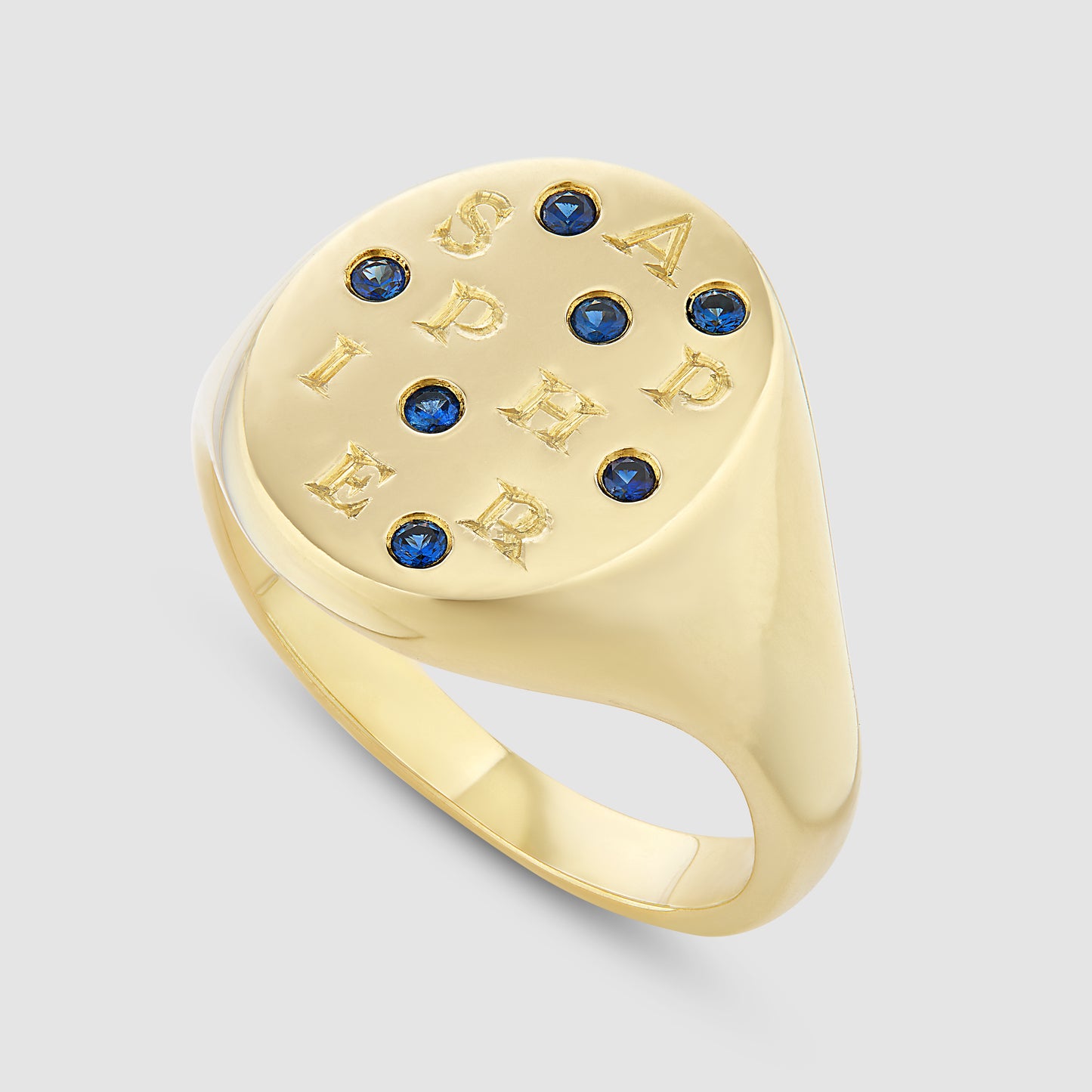 Sapphire Signet - Blue - Gold