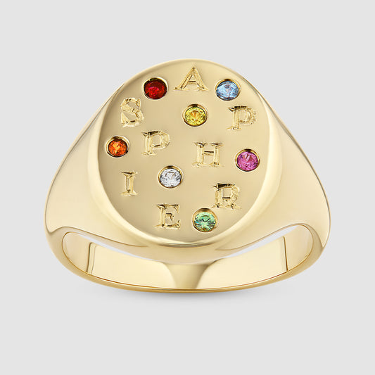 Sapphire Signet - Multi - Gold