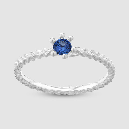 The Single Stone Braid Ring - Silver