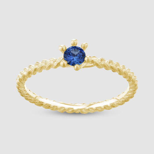 The Single Stone Braid Ring - Gold
