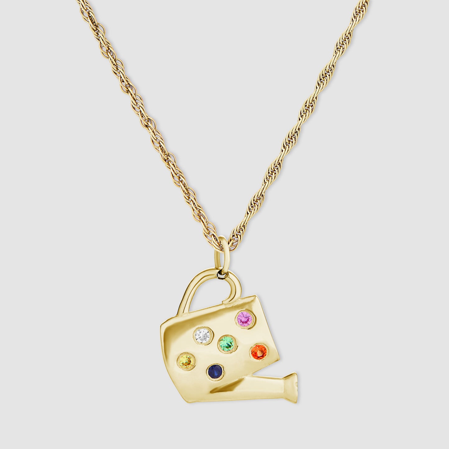 Watering Can Pendant - Multi - Gold