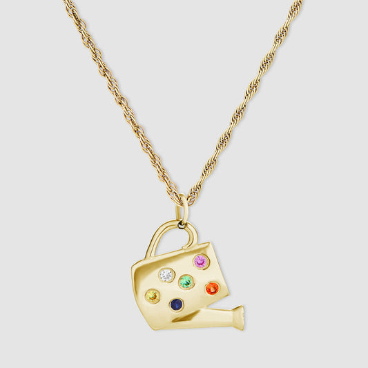 Watering Can Pendant - Multi - Gold