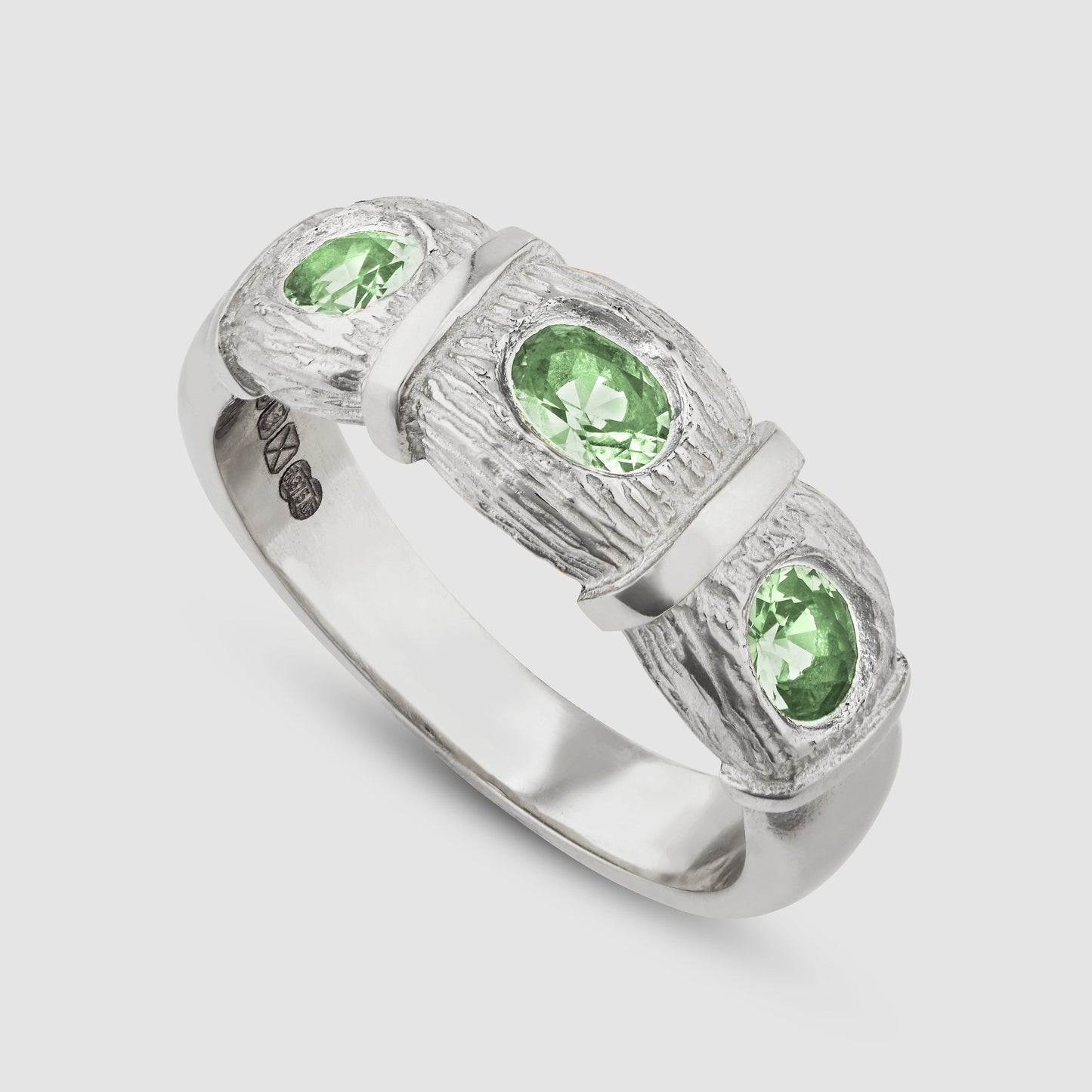 Window Box Ring - Green - Silver