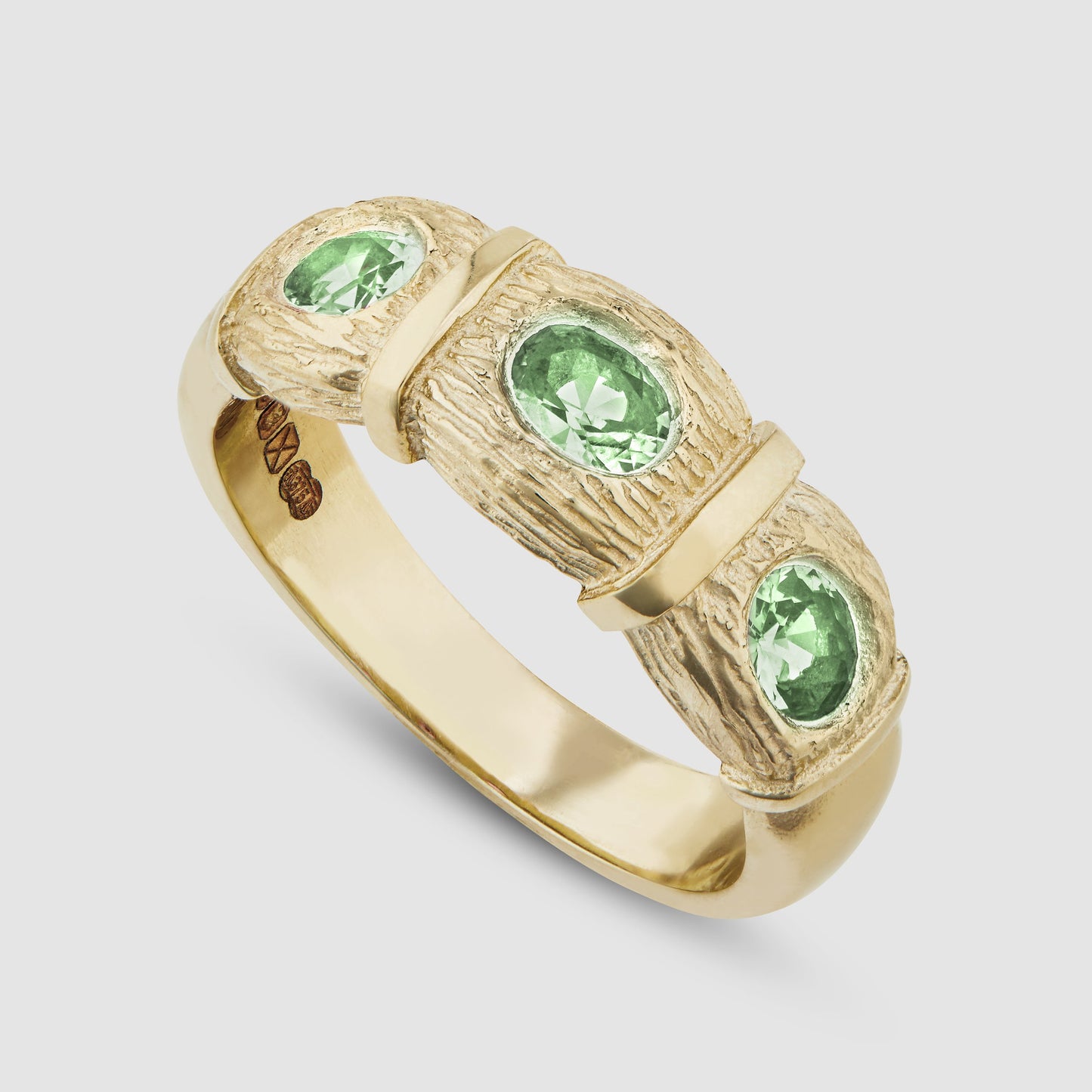 Window Box Ring - Green - Gold