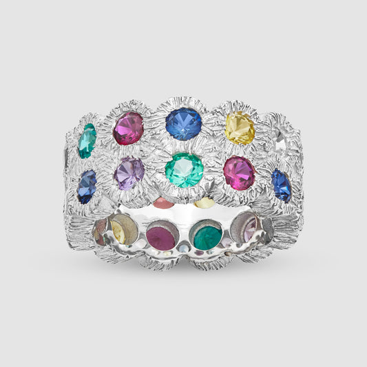 Flowers Grow Together Eternity Ring - Silver - Multi