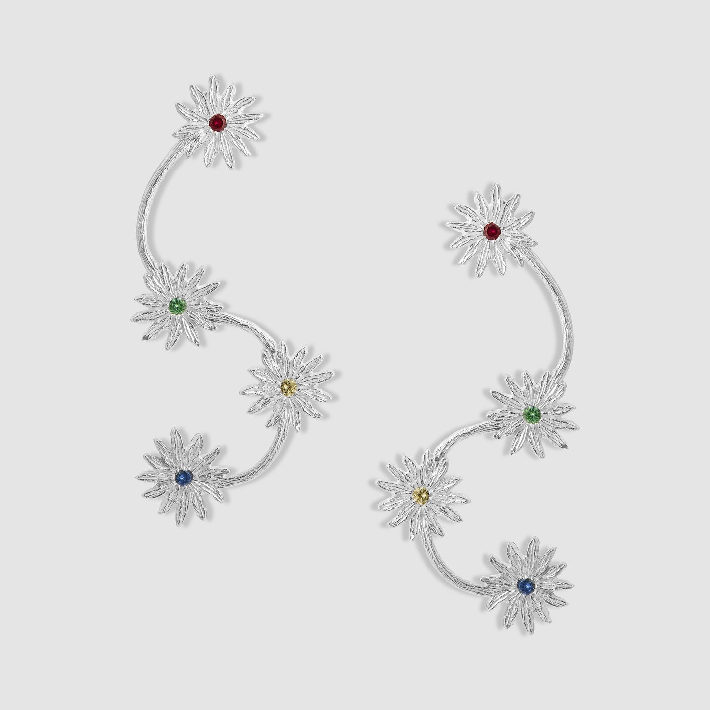 Flowers are Families Earrings - Silver