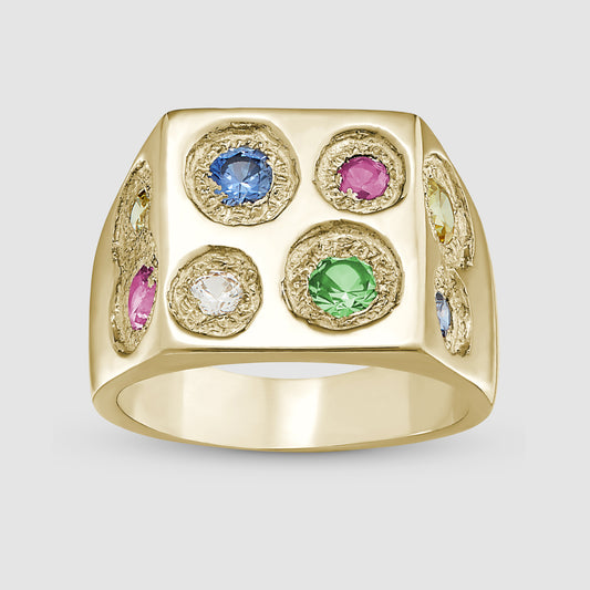 Rectangle Chloroplast Signet - Multi - Gold