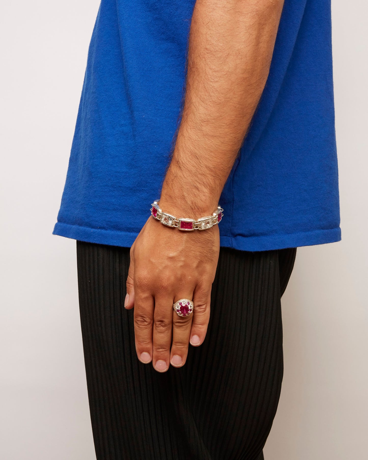 The Rose Bracelet - Silver - Pink and Clear