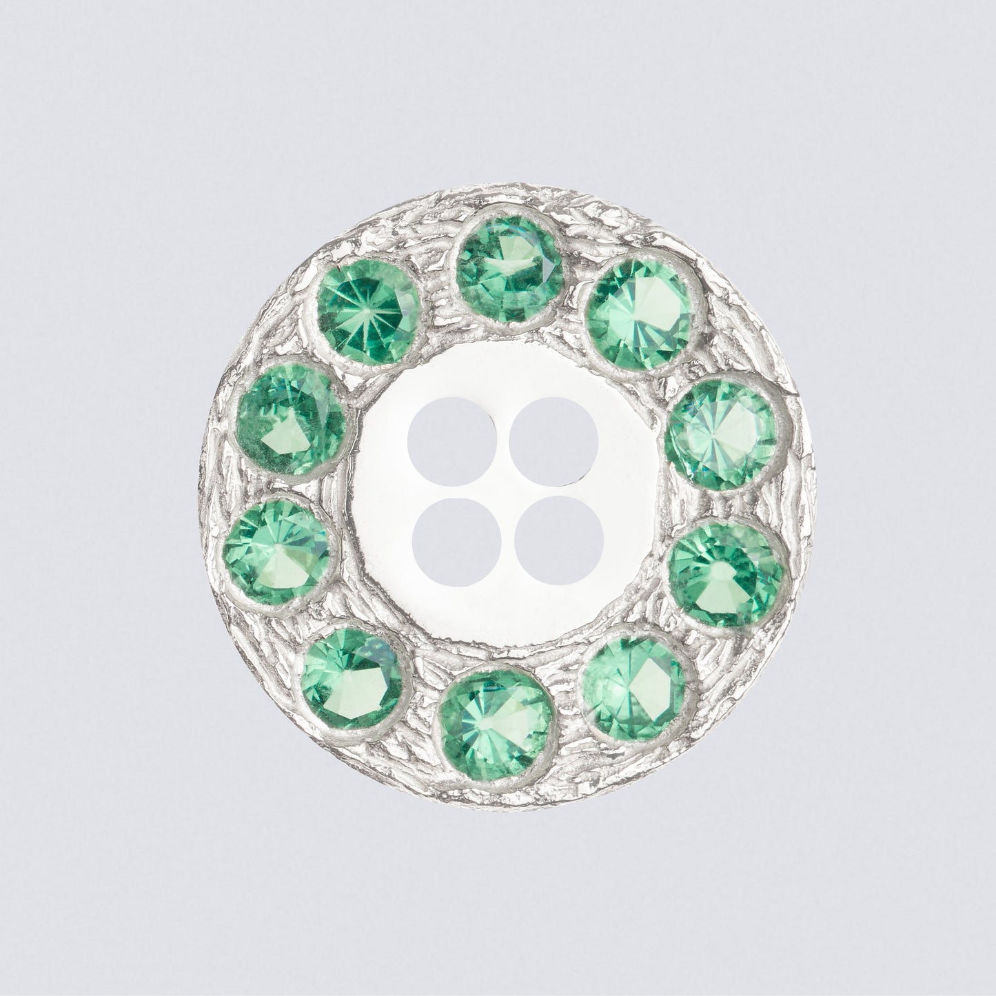 The Burnham Button - Green - Silver