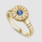 Flower Press Ring - Blue - Gold