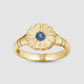 Flower Press Ring - Blue - Gold