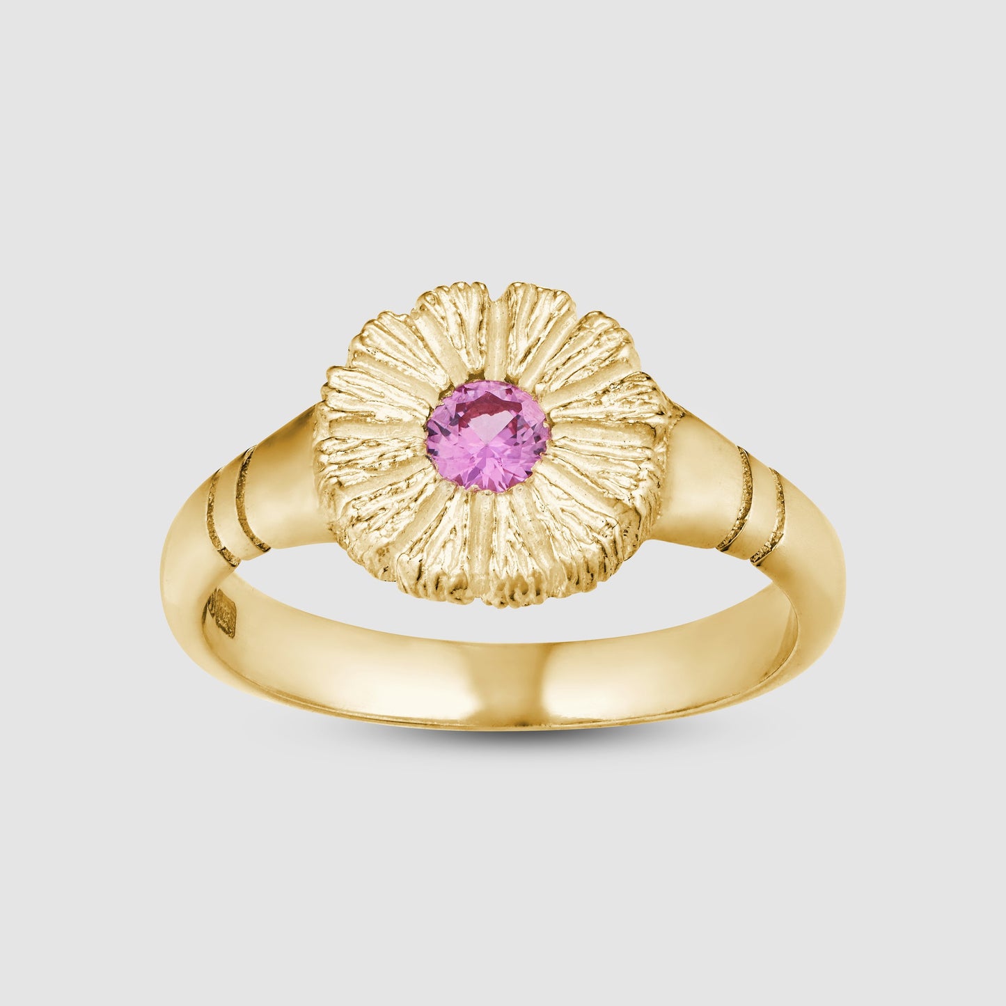 Flower Press Ring - Pink - Gold