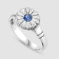 Flower Press Ring - Blue - Silver