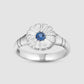 Flower Press Ring - Blue - Silver