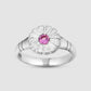 Flower Press Ring - Pink - Silver