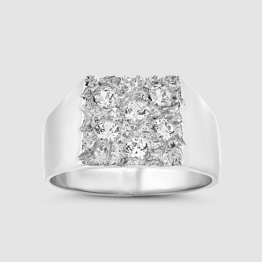 The Mini Rose Garden Signet - Clear - Silver