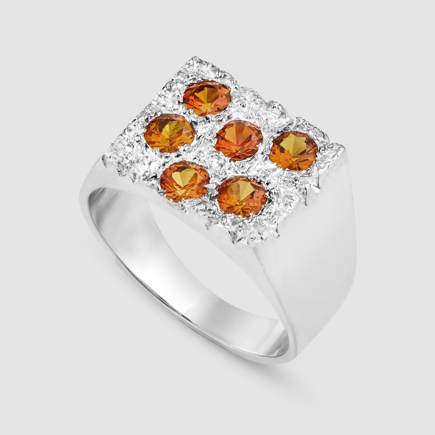 The Rose Garden Signet - Orange - Silver