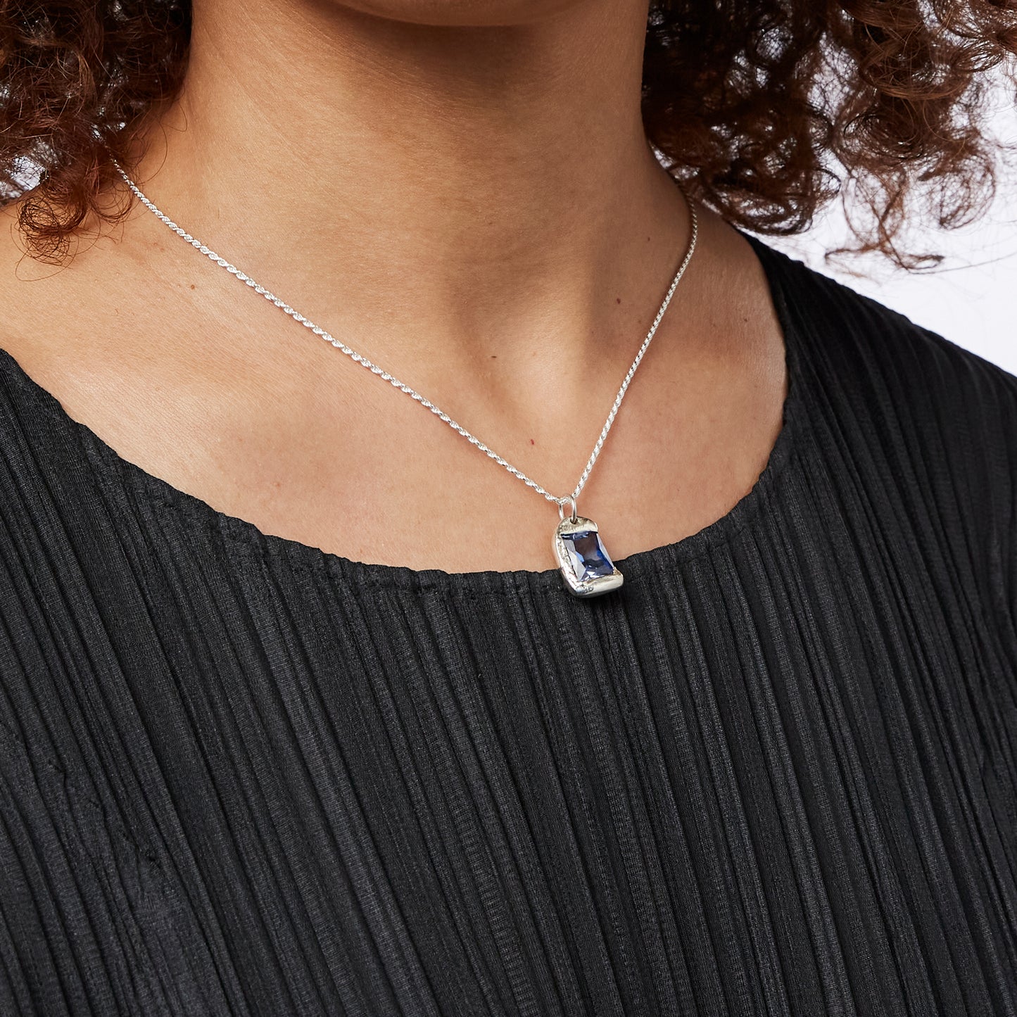 The Rose Pendant - Silver - Blue