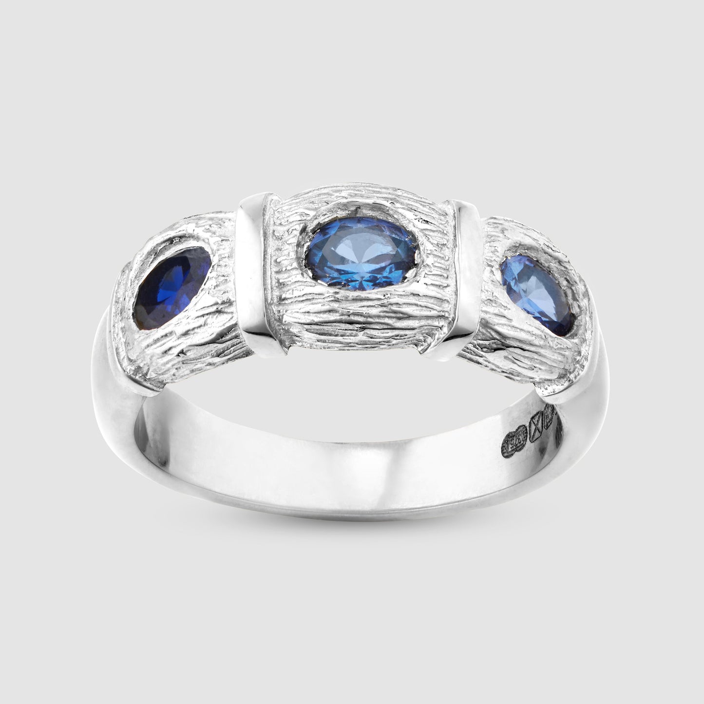 Window Box Ring - Blue - Silver